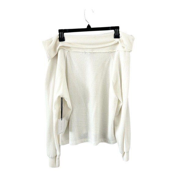 NWT 1.State Ecru/Off White Fold Over Off The Shoulder Sweater Size Large - Picture 3 of 8
